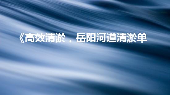 《高效清淤，岳阳河道清淤单价实惠且优质》